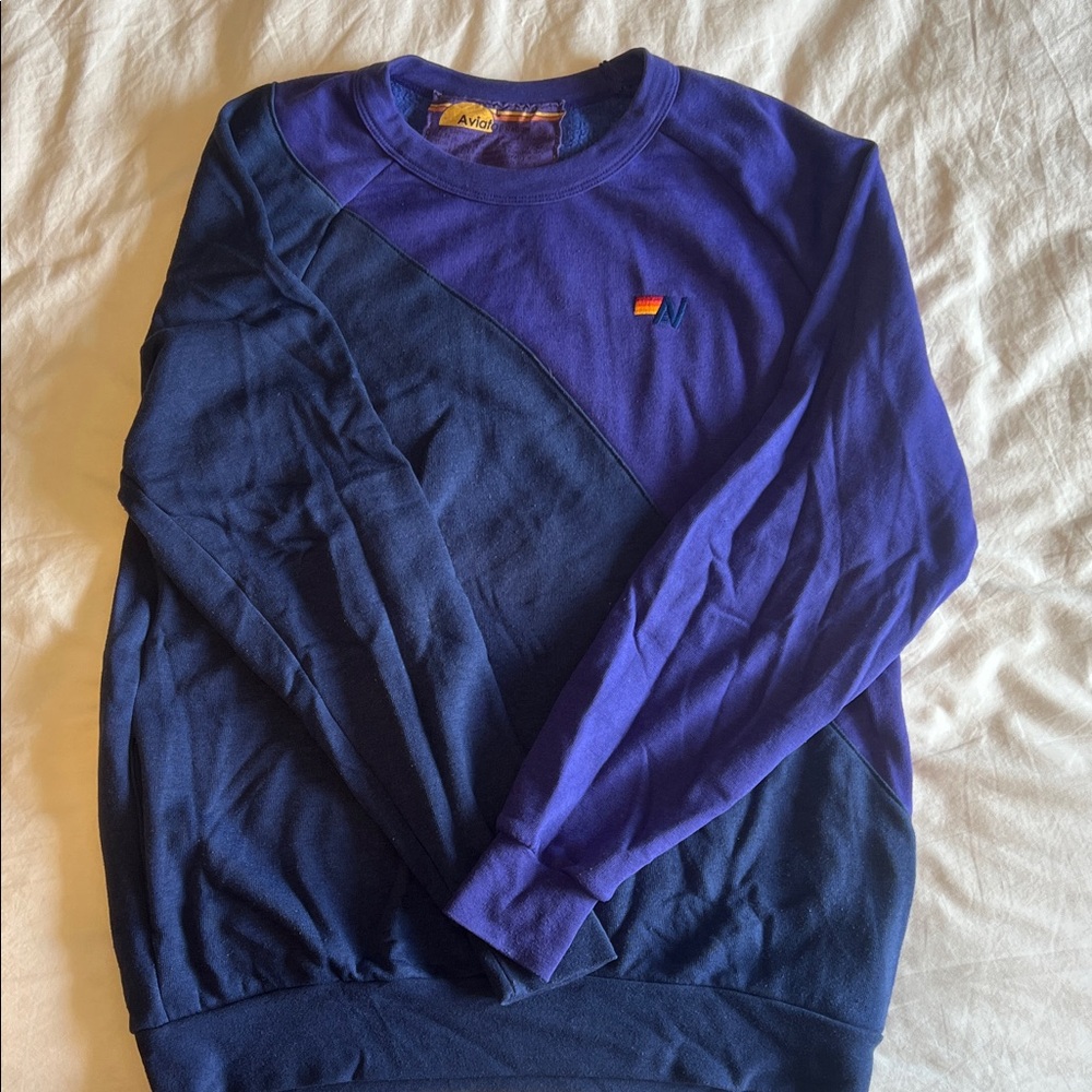 Aviator Nation Blue and Purple Crewneck Sweater -unisex! With pockets!